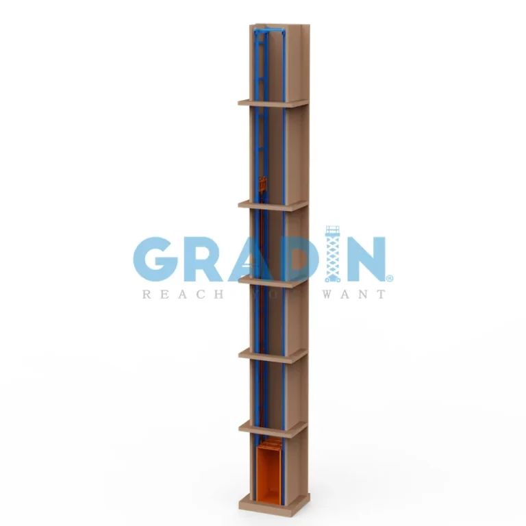 Gradin 6-Stop Vertical Cargo Lift for multi-floor heavy-duty freight transport and industrial logistics