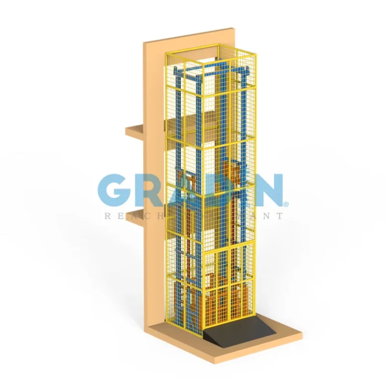 Gradin SJD 3-Stop Enclosed Lift for secure multi-level cargo transport and industrial material handling