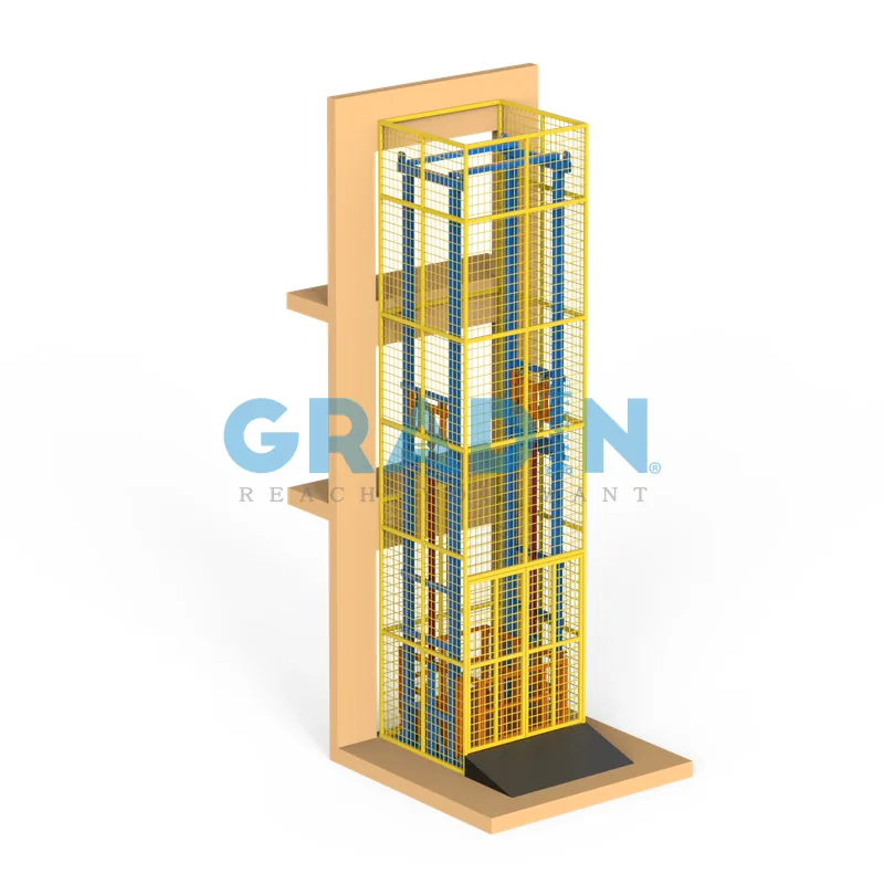 Gradin SJD 3-Stop Enclosed Lift for secure multi-level cargo transport and industrial material handling